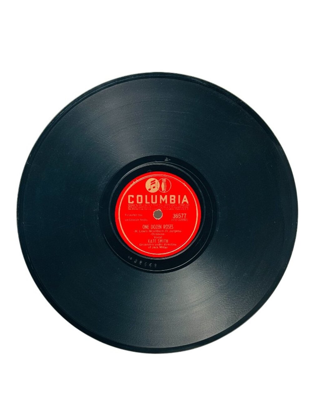 Kate Smith One Dozen Roses 10 Inch Shellac 78 RPM Columbia Records 36577 VG+